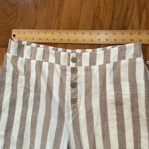Lauren Conrad Tan White Stripe Size XL NWT Linen Blend Fully Lined Wide Leg - Picture 4 of 13